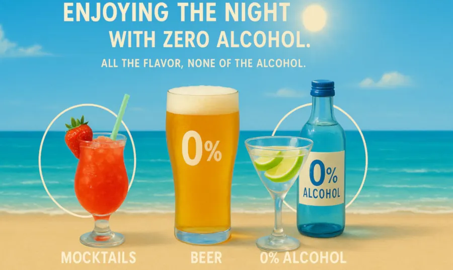 Zero alcohol cocktails and drinks